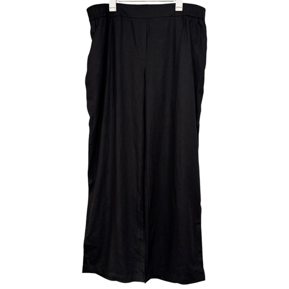 Ophelia Roe Pants - Ophelia Roe Wide Leg Black Linen Blend Pants NWT Size 2X Stretch Womens